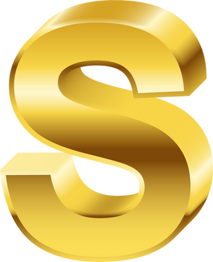 Gold Alphabet Letter S, 3D font