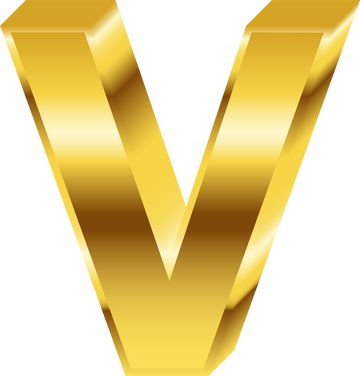 Gold Alphabet Letter V, 3D font