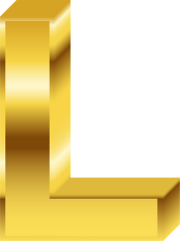 Gold Alphabet Letter L, 3D font