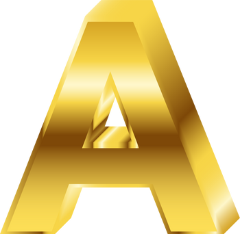 Gold Alphabet Letter A, 3D font